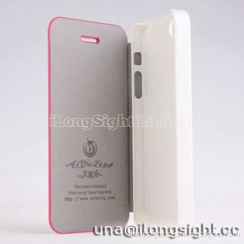 AYL Double color smoothly flip leather case for iphone 5/5S-white
